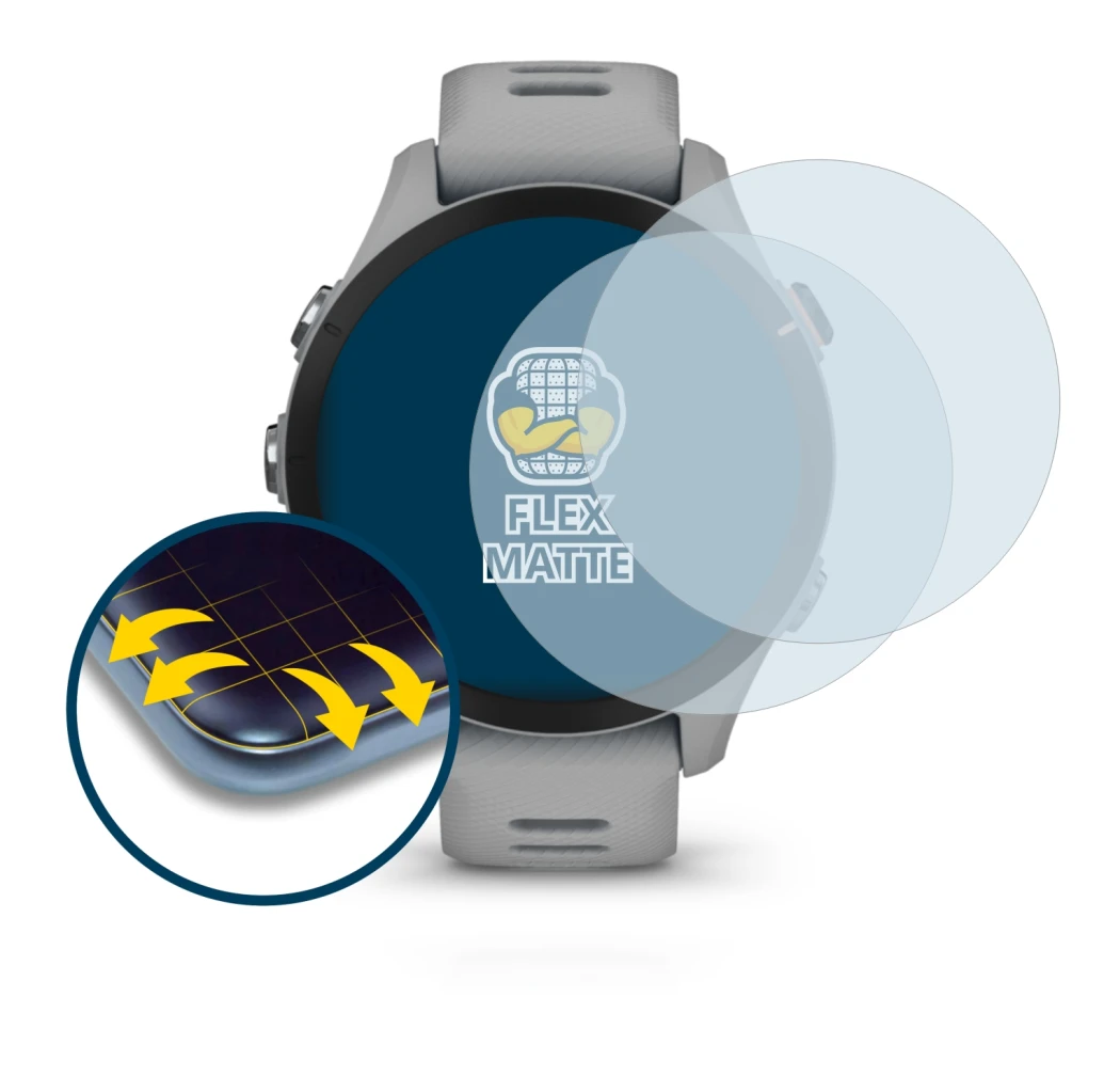 Image of the device Garmin Forerunner 255S with a wide variety of screen protectors.