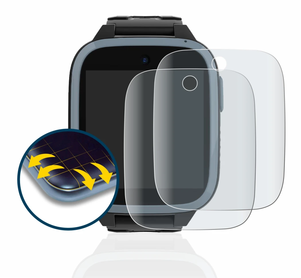 Image of the device Xplora XGO3 (1st Gen.) with a wide variety of screen protectors.