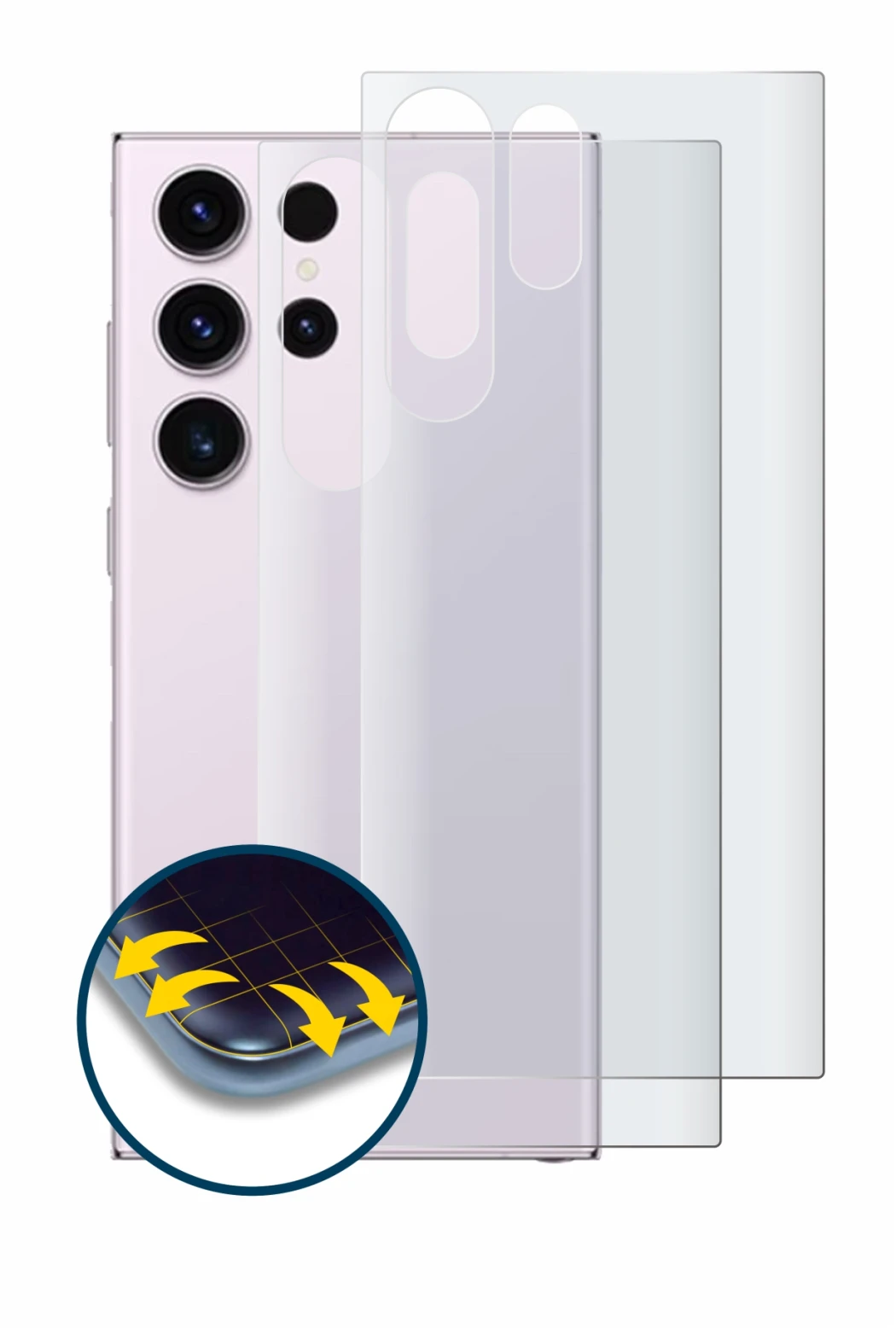 Image of the device Samsung Galaxy S23 Ultra (Back) with a wide variety of screen protectors.