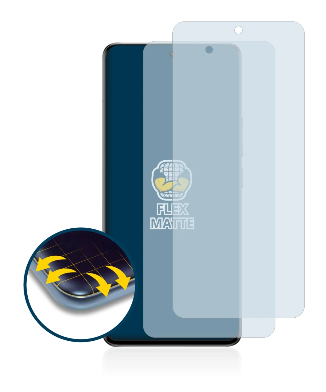 Image of the device Xiaomi 13 Pro with a wide variety of screen protectors.