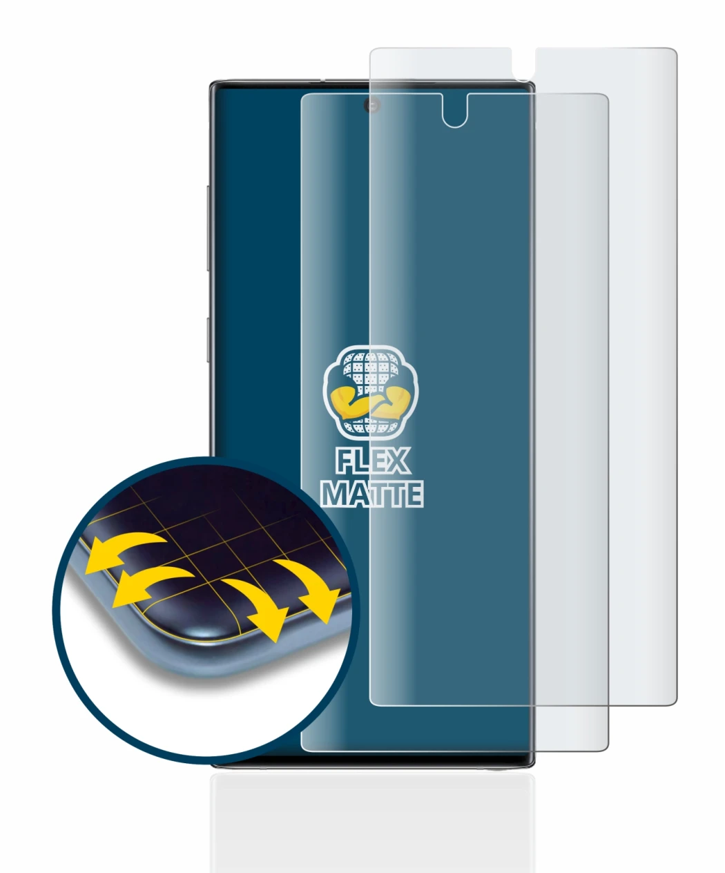 Image of the device Samsung Galaxy Note 10 (case-friendly) with a wide variety of screen protectors.