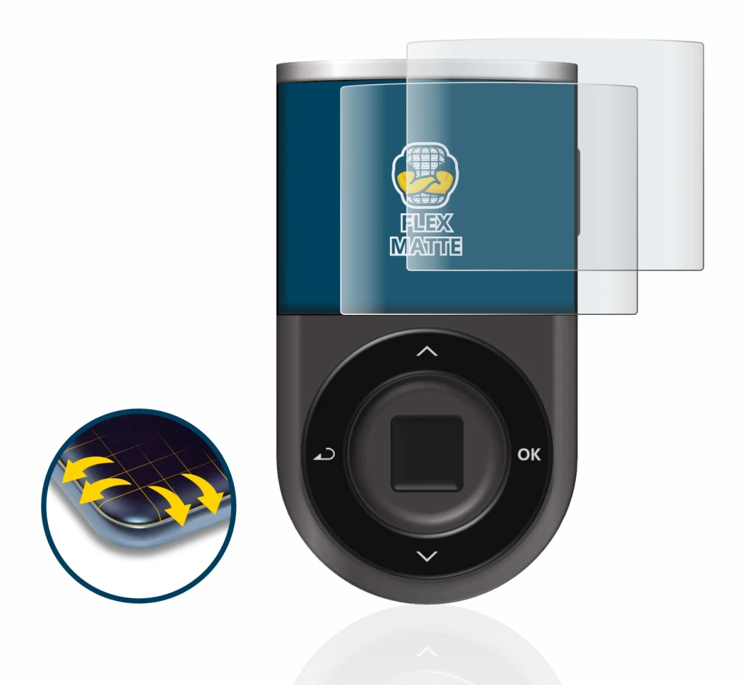 Image of the device D’CENT Biometric Wallet with a wide variety of screen protectors.