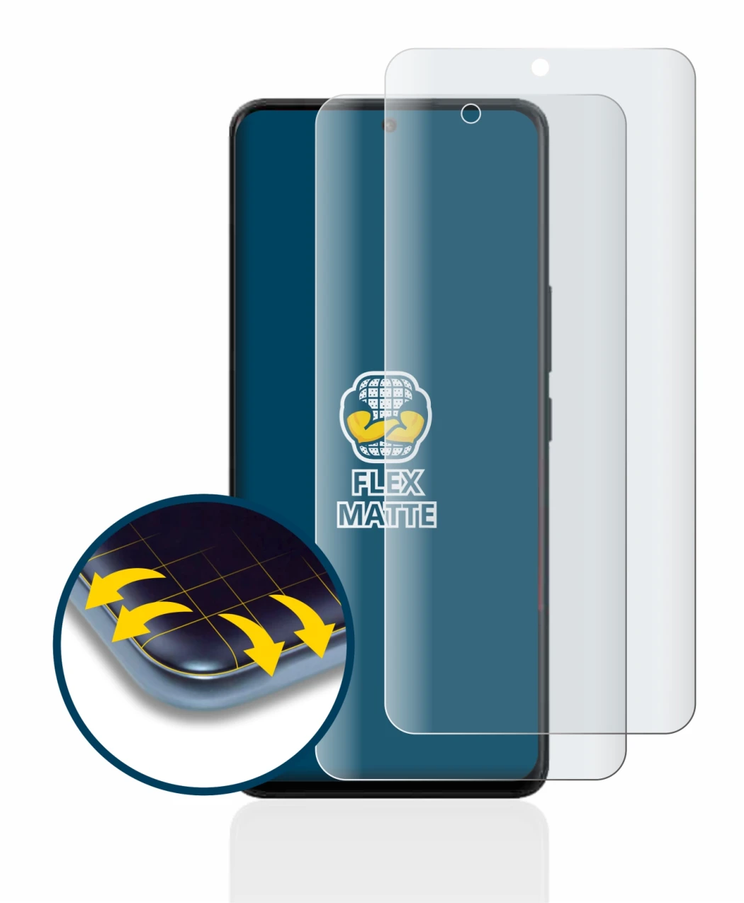 Image of the device Xiaomi 13 Ultra with a wide variety of screen protectors.