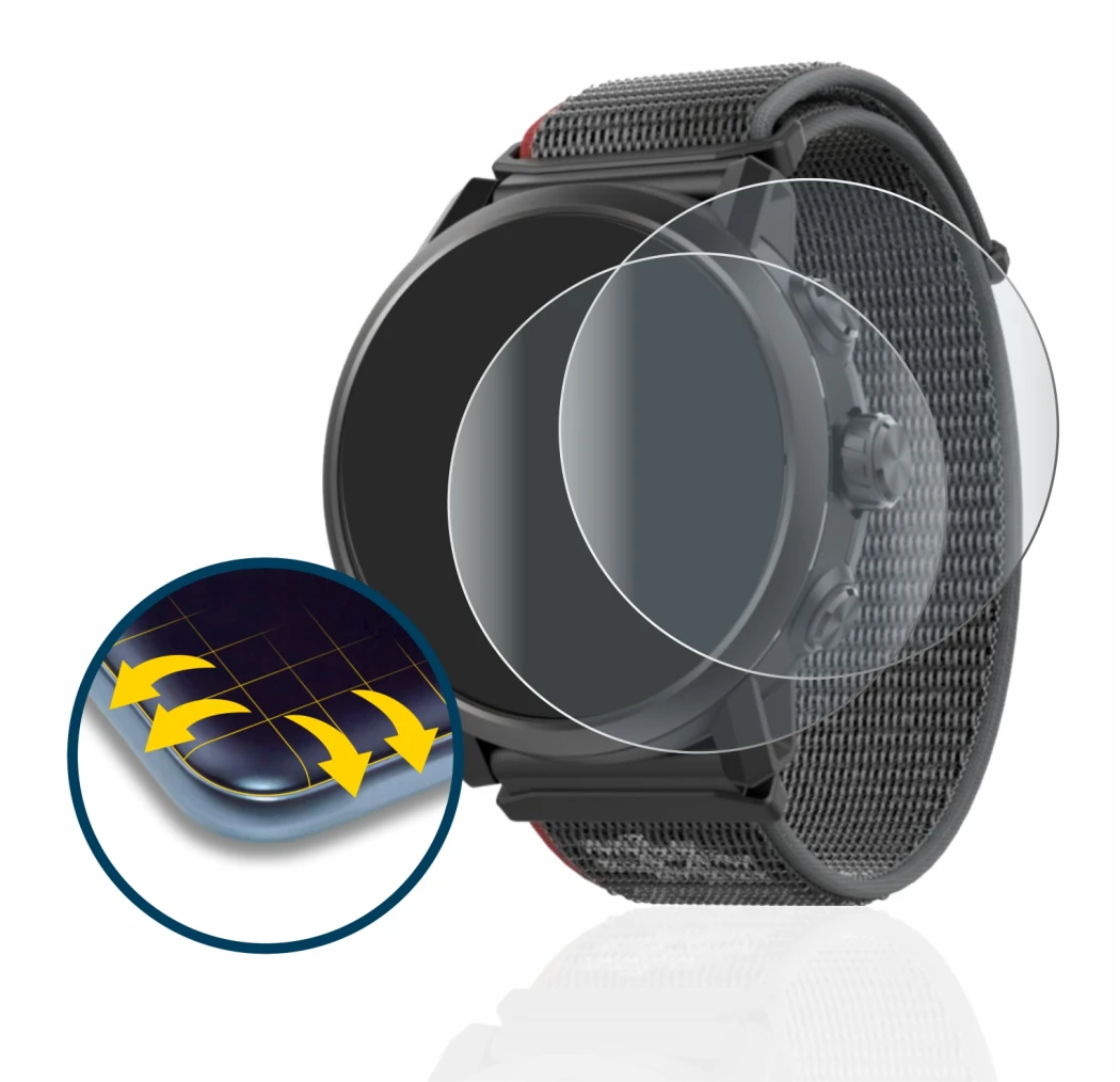 Image of the device Coros Apex 2 with a wide variety of screen protectors.
