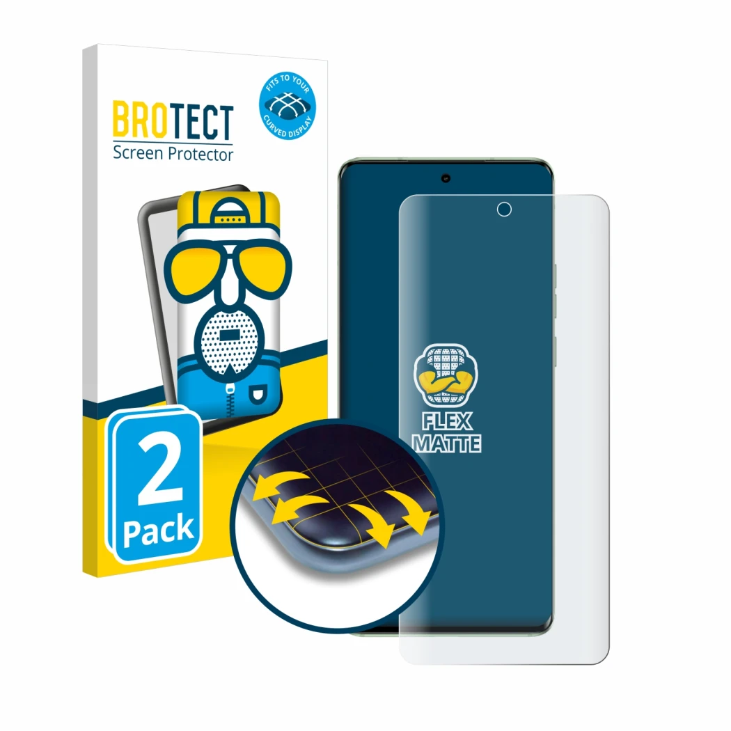 Front side of a product packaging with the brand logo BROTECT. Next to it is the device Motorola Edge 40 shown with the corres