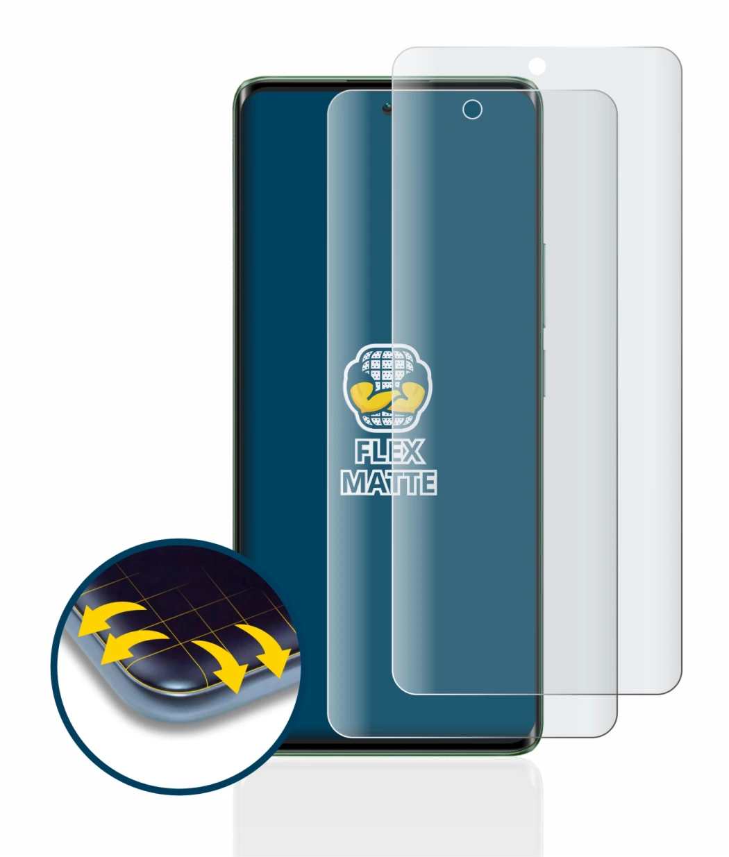 Image of the device realme 11 Pro Plus with a wide variety of screen protectors.