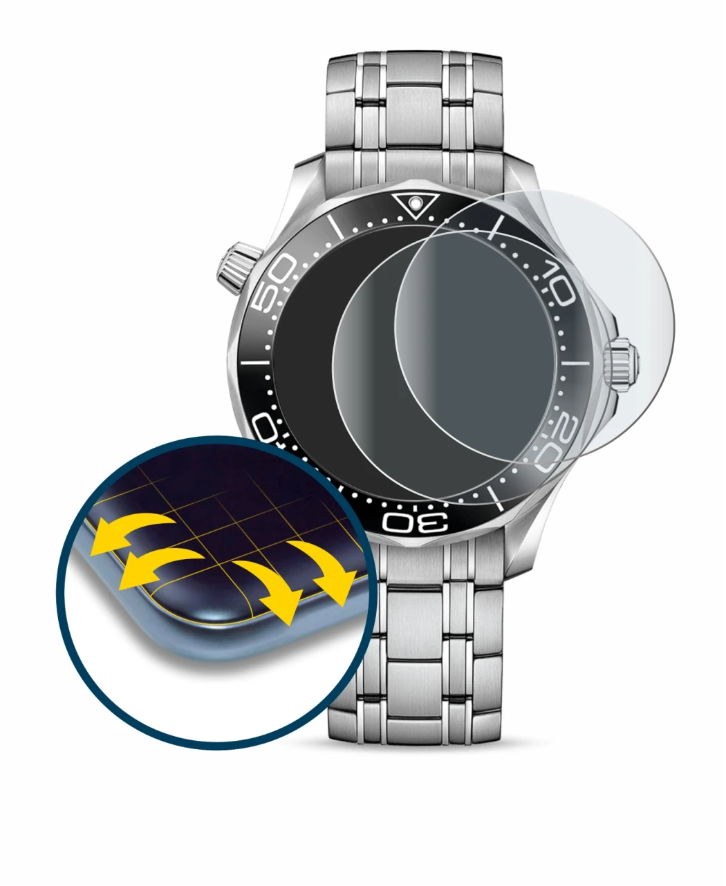 Image of the device Omega Seamaster Diver 300M (42 mm) with a wide variety of screen protectors.