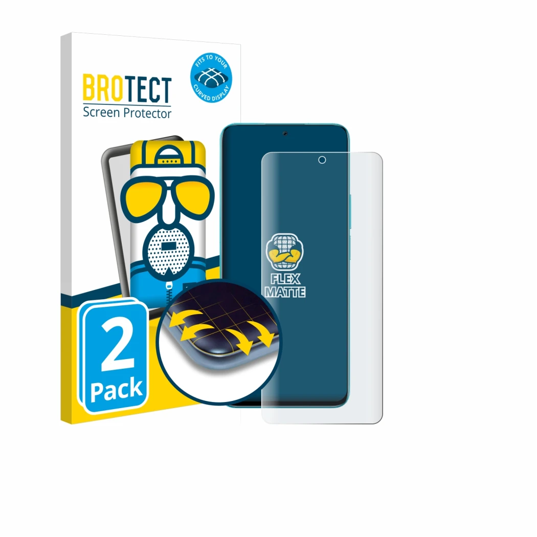 Front side of a product packaging with the brand logo BROTECT. Next to it is the device Honor 90 Lite shown with the correspon