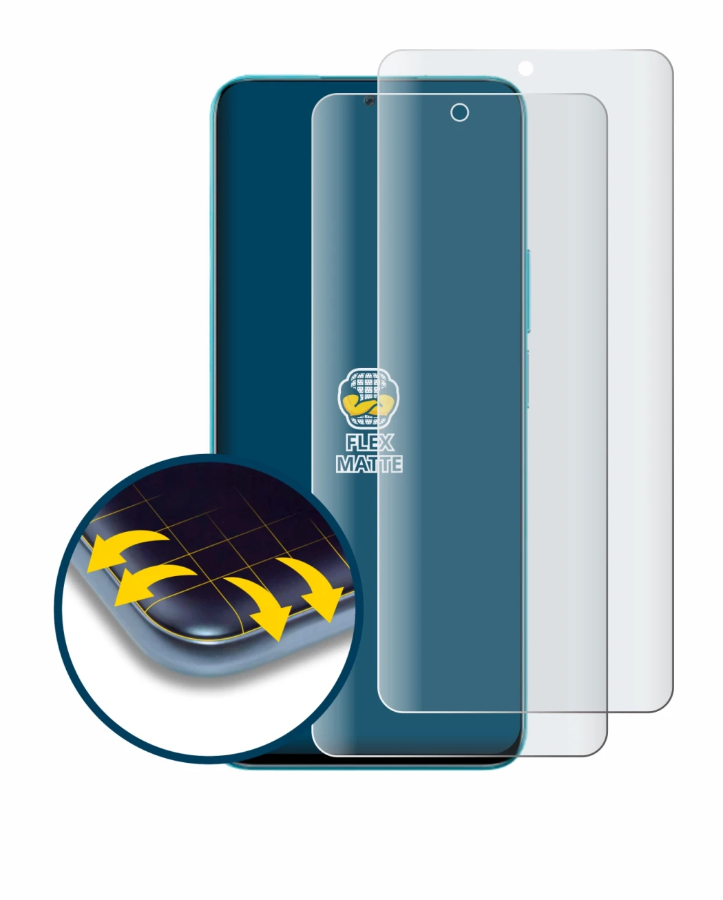 Image of the device Honor 90 Lite with a wide variety of screen protectors.