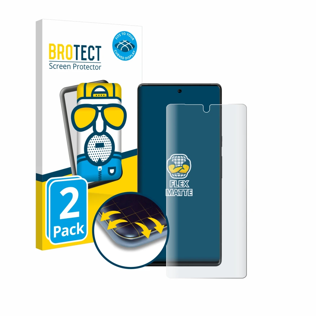 Front side of a product packaging with the brand logo BROTECT. Next to it is the device Google Pixel 6 Pro (case-friendly) sho