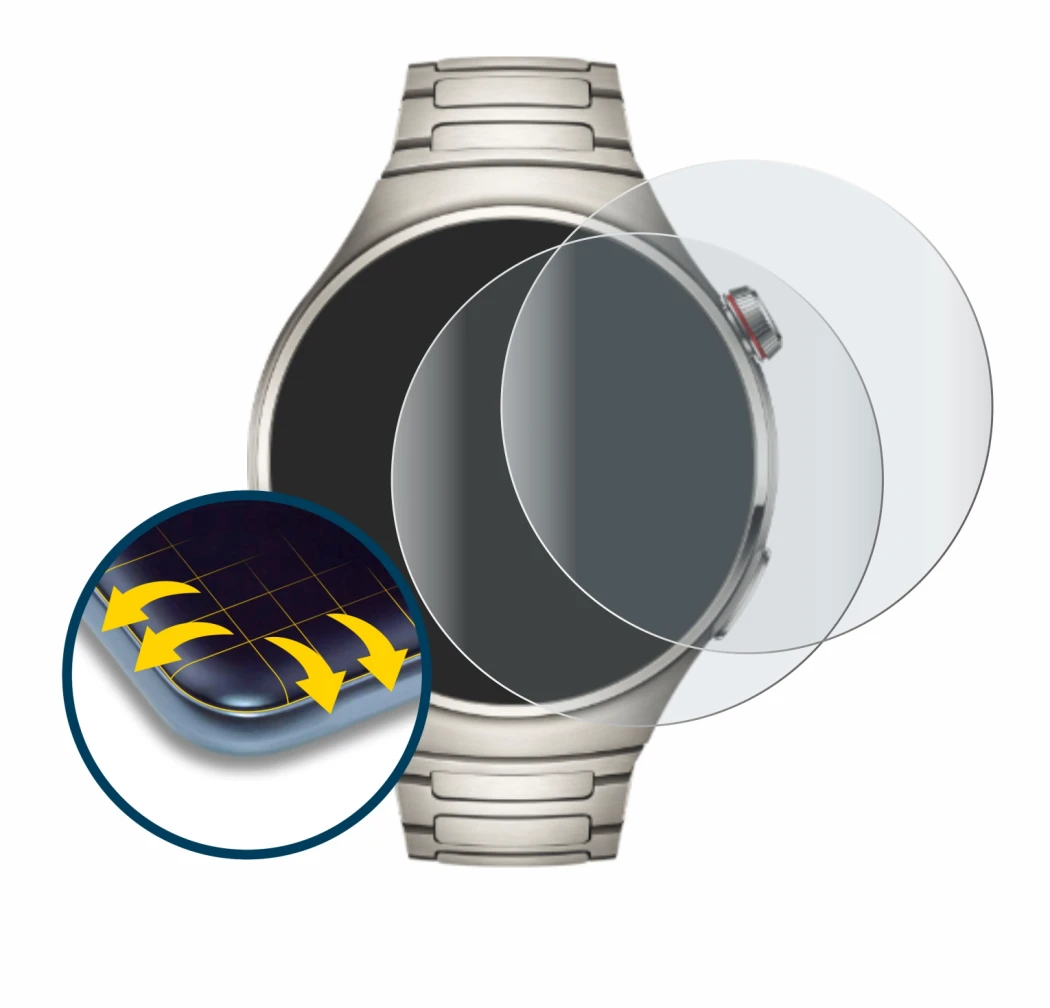 Image of the device Huawei Watch 4 Pro with a wide variety of screen protectors.