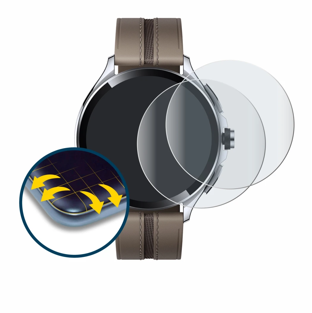 Image of the device Xiaomi Watch 2 Pro with a wide variety of screen protectors.