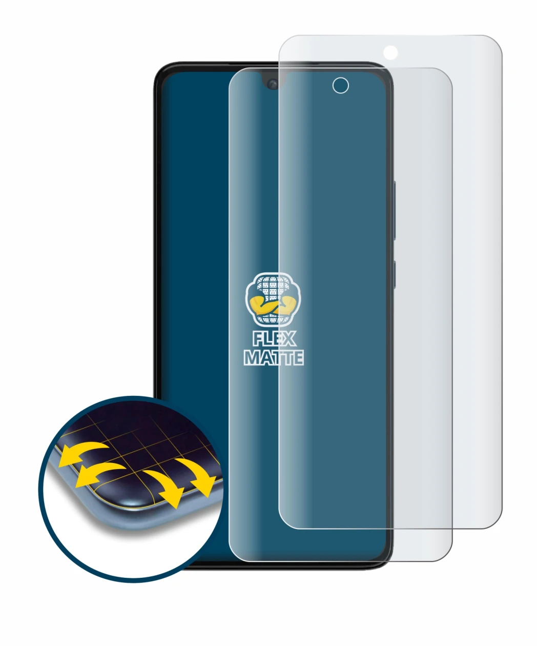 Image of the device Motorola Moto G84 with a wide variety of screen protectors.