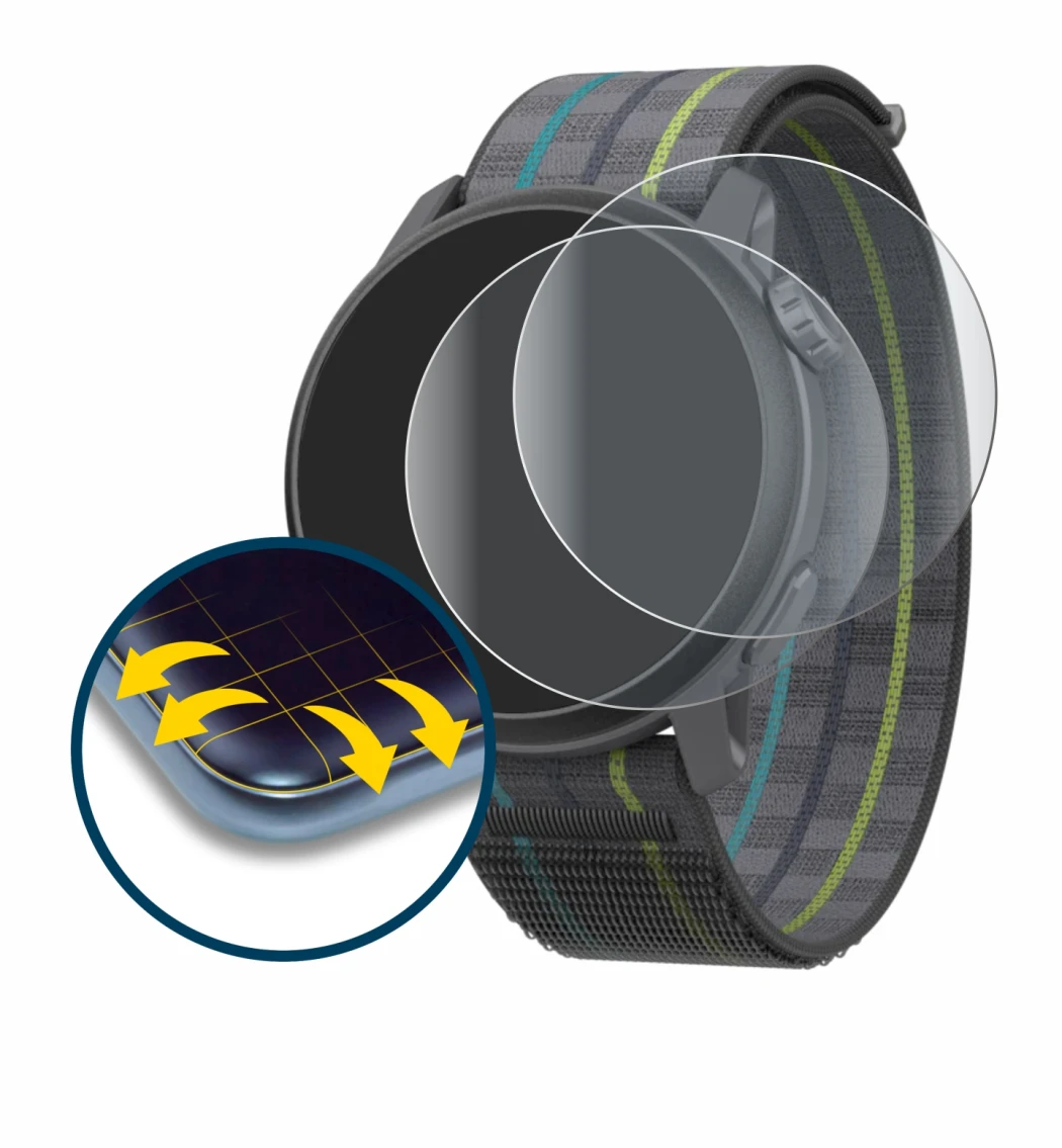 Image of the device Coros Pace 3 with a wide variety of screen protectors.
