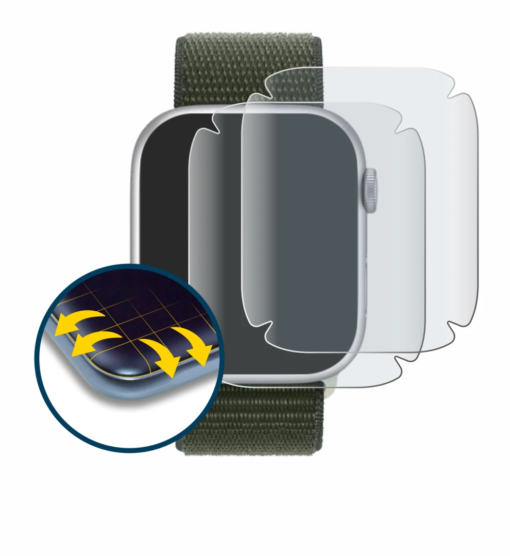 Image of the device Apple Watch Series 9 (41 mm) with a wide variety of screen protectors.