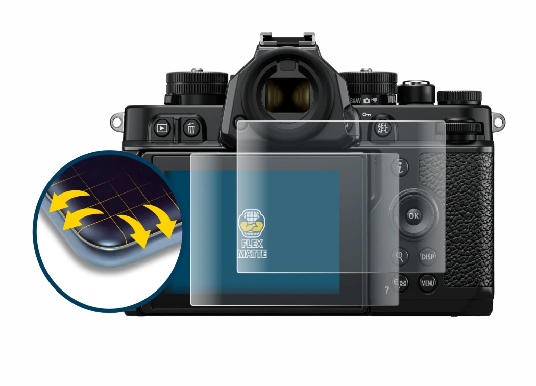 Image of the device Nikon Z F with a wide variety of screen protectors.