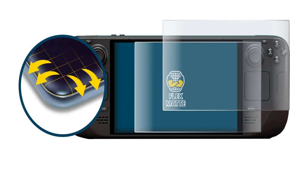 Image of the device Valve Steam Deck OLED with a wide variety of screen protectors.