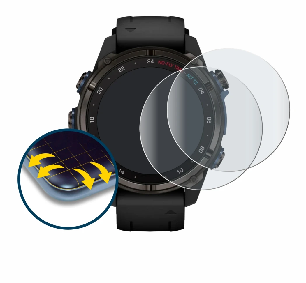 Image of the device Garmin Descent Mk3i (43 mm) with a wide variety of screen protectors.