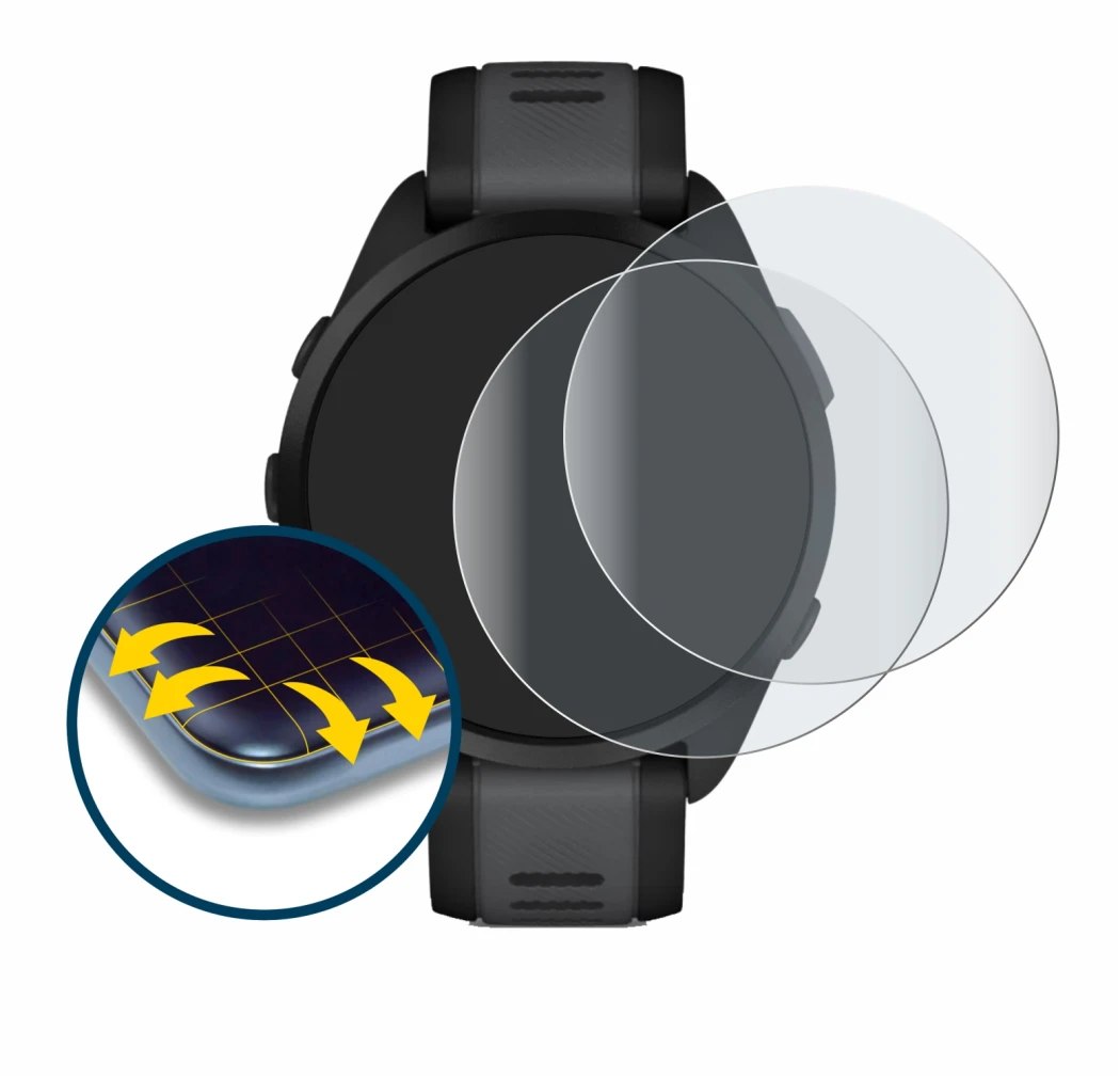 Image of the device Garmin Forerunner 165 with a wide variety of screen protectors.