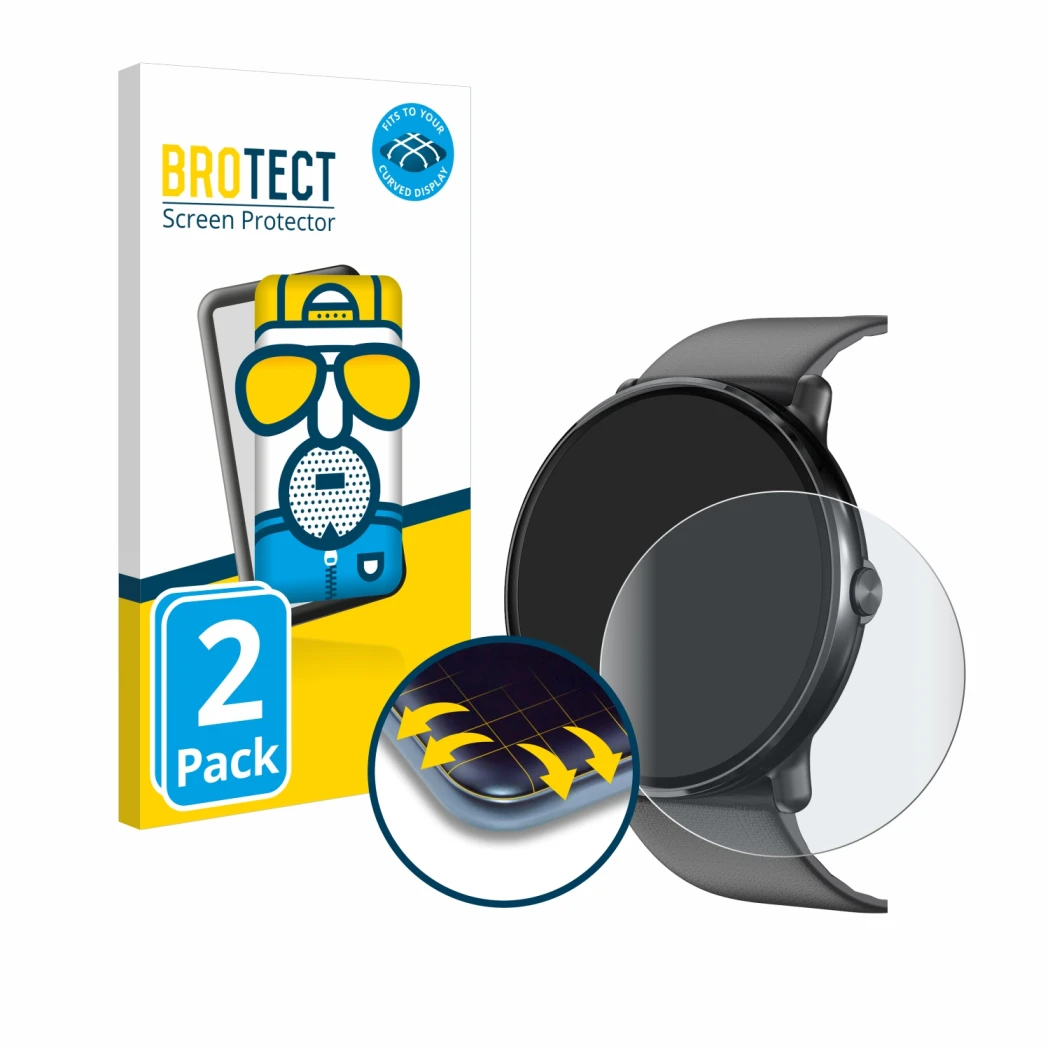 Front side of a product packaging with the brand logo BROTECT. Next to it is the device Gerpeng S66 1.43