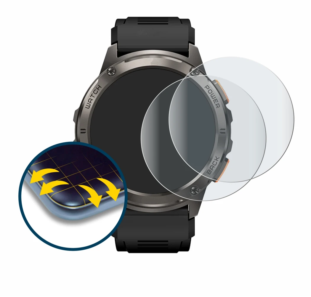 Image of the device Kospet Tank T3 with a wide variety of screen protectors.