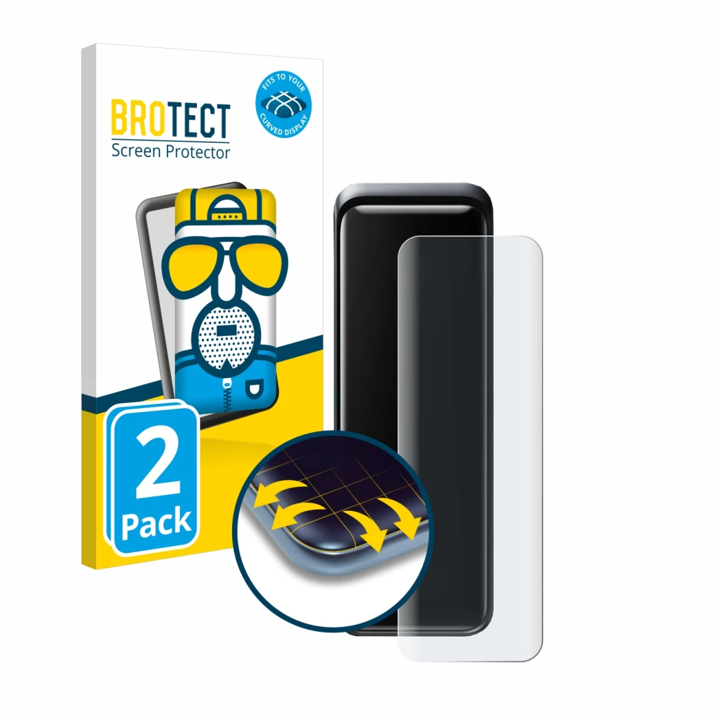 Front side of a product packaging with the brand logo BROTECT. Next to it is the device Anker Prime 27650 shown with the corre