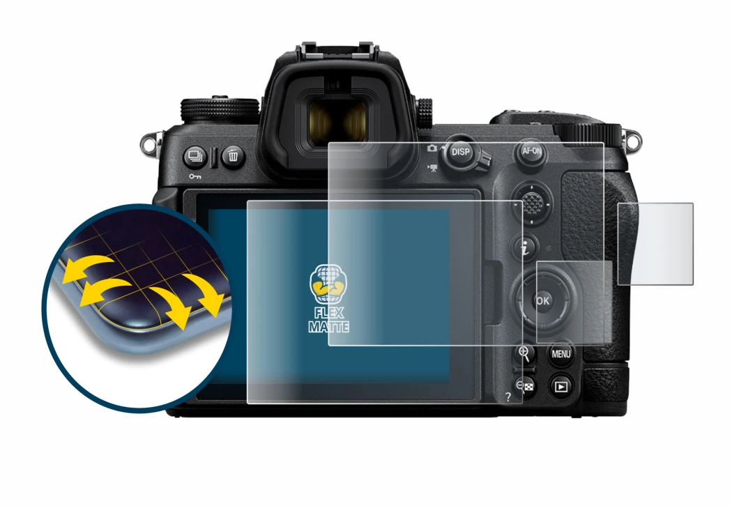 Image of the device Nikon Z6 III with a wide variety of screen protectors.