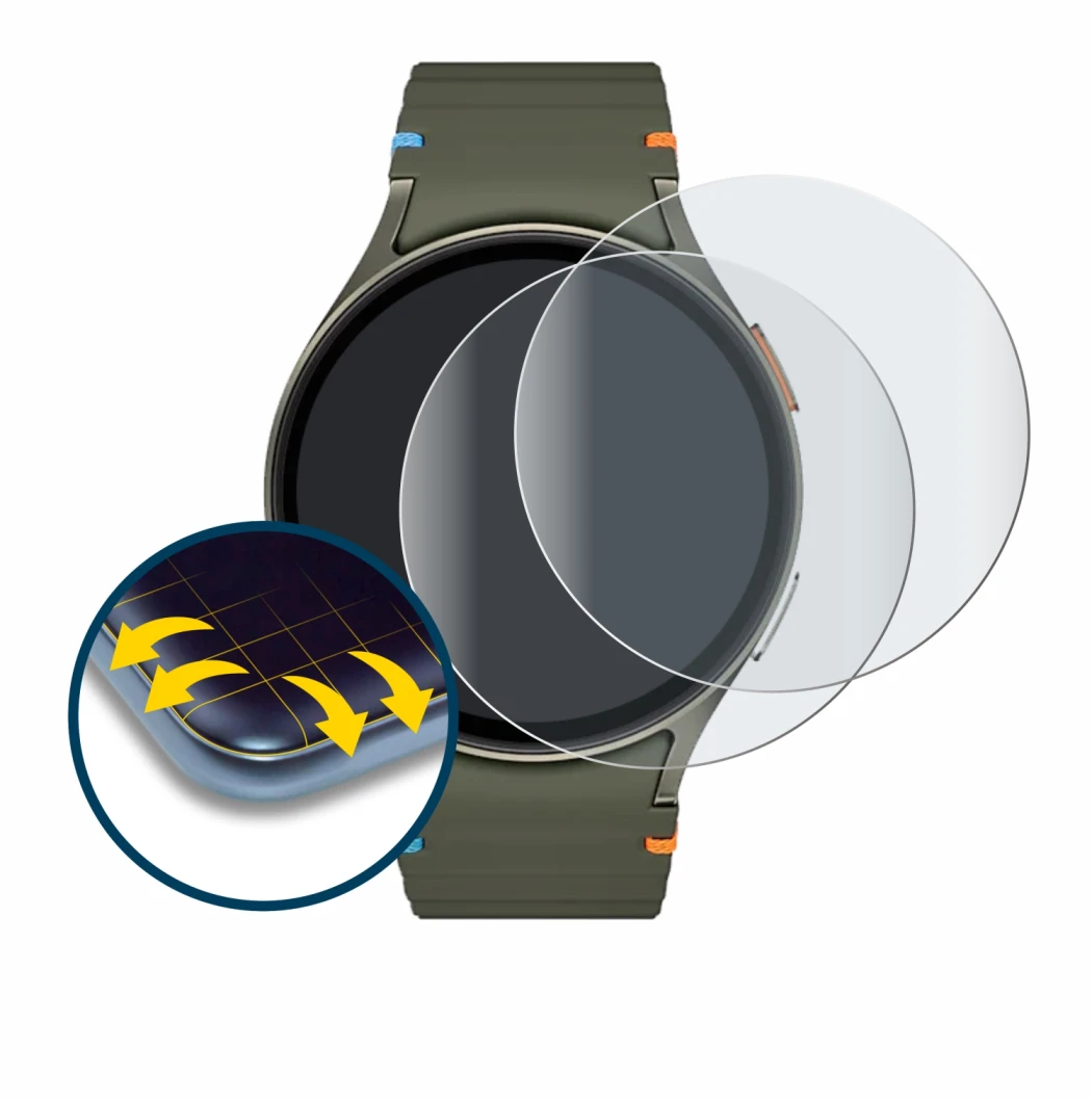 Image of the device Samsung Galaxy Watch 7 (44 mm) with a wide variety of screen protectors.