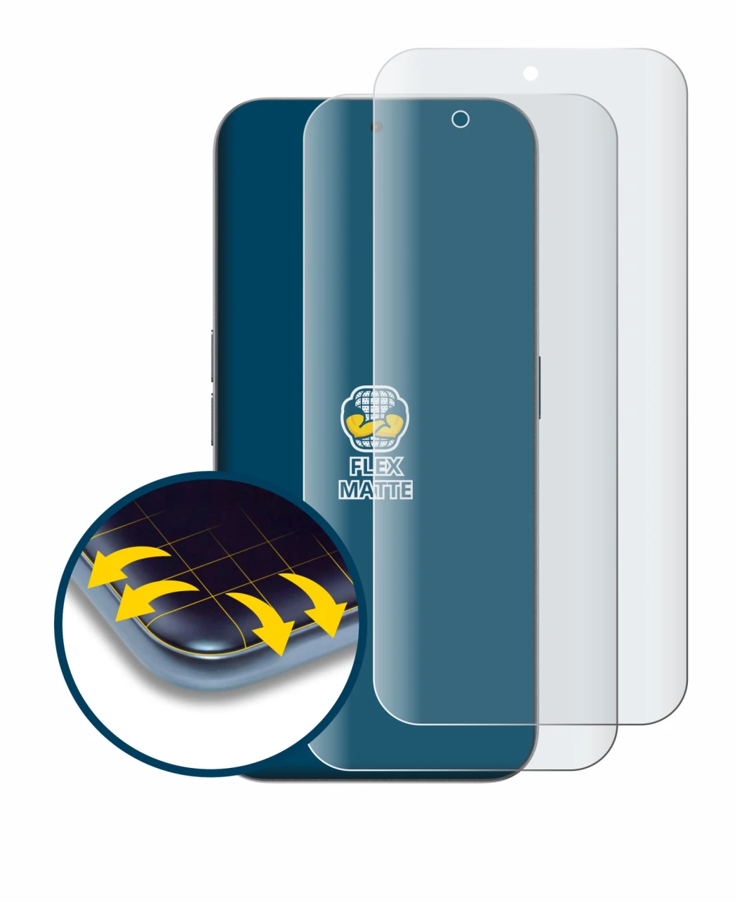 Image of the device Nothing Phone (2a) Plus with a wide variety of screen protectors.