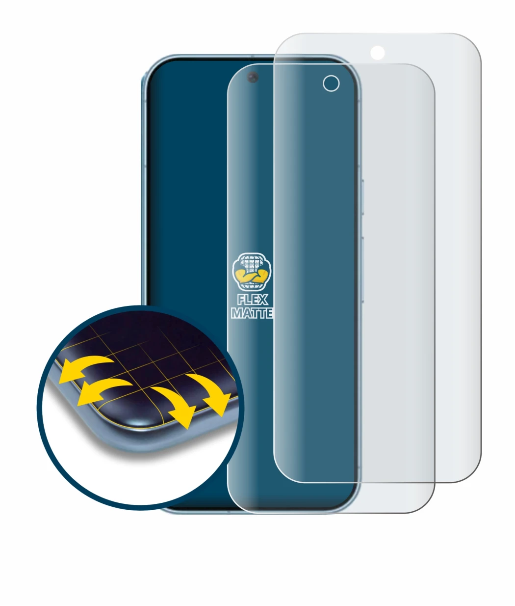 Image of the device Google Pixel 9 with a wide variety of screen protectors.