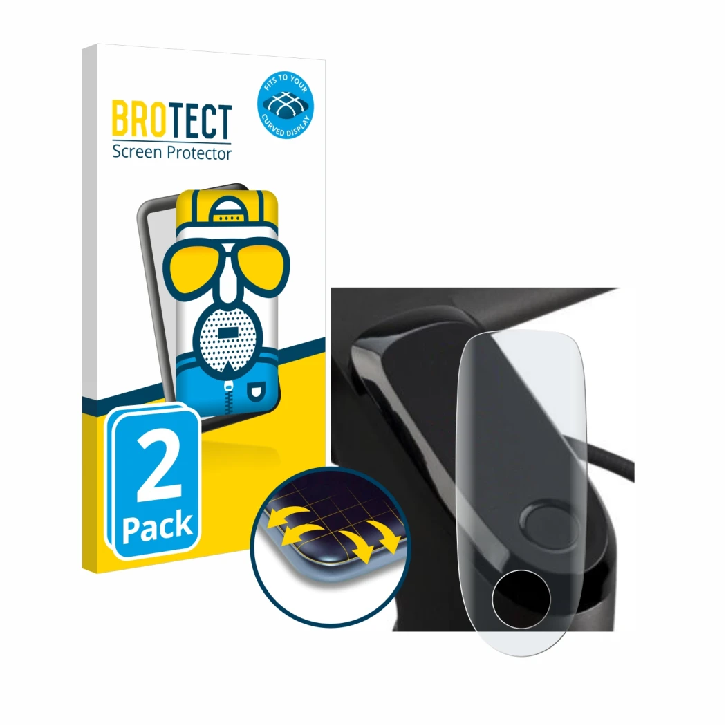Front side of a product packaging with the brand logo BROTECT. Next to it is the device Segway Ninebot F2 Pro D shown with the