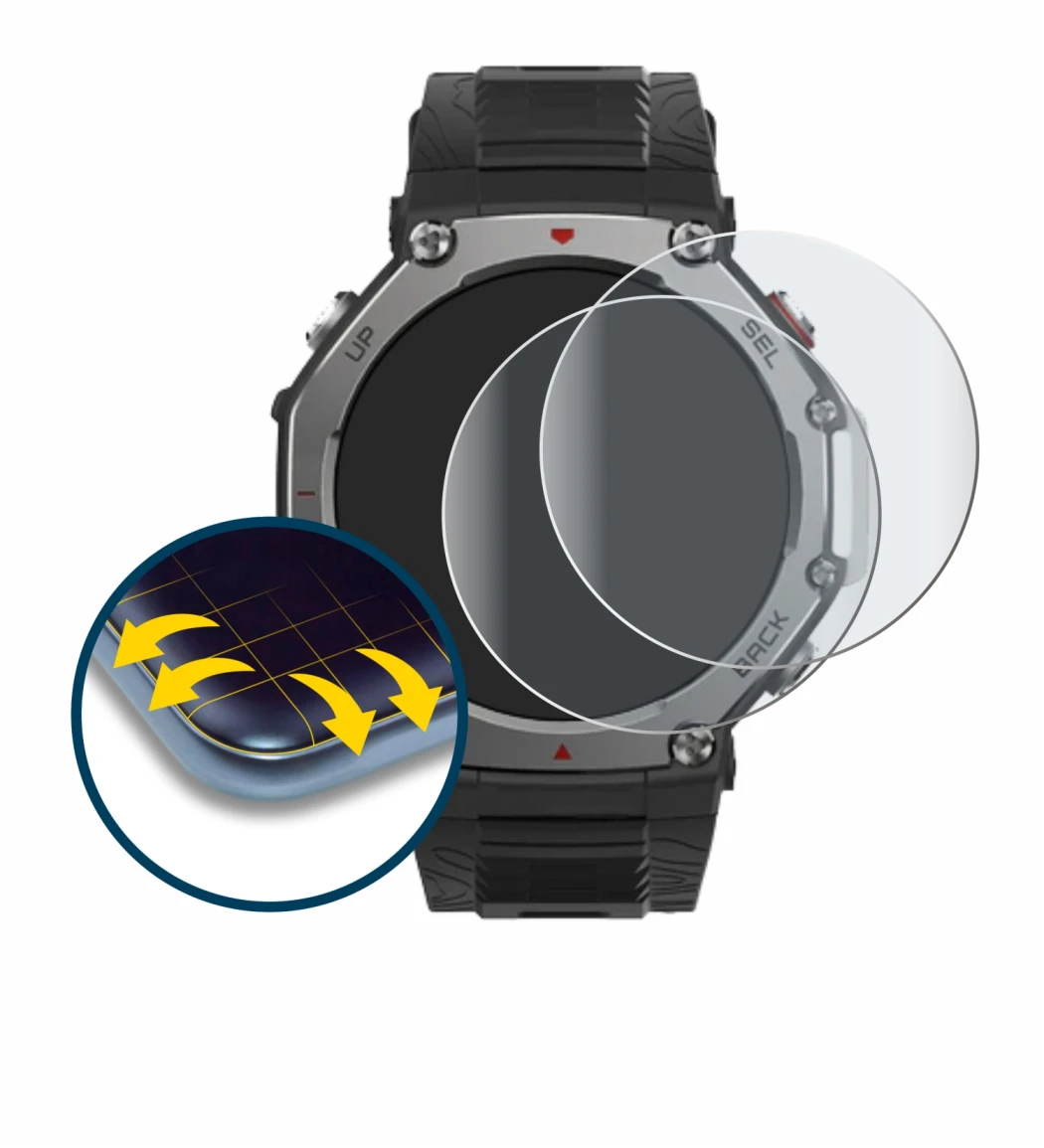 Image of the device Huami Amazfit T-Rex 3 with a wide variety of screen protectors.