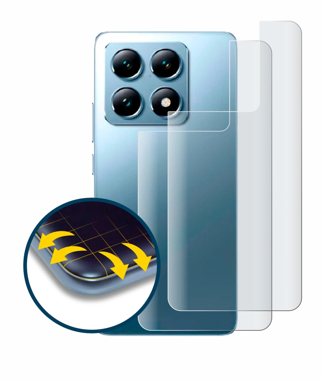 Image of the device Xiaomi 14T Pro (Back) with a wide variety of screen protectors.