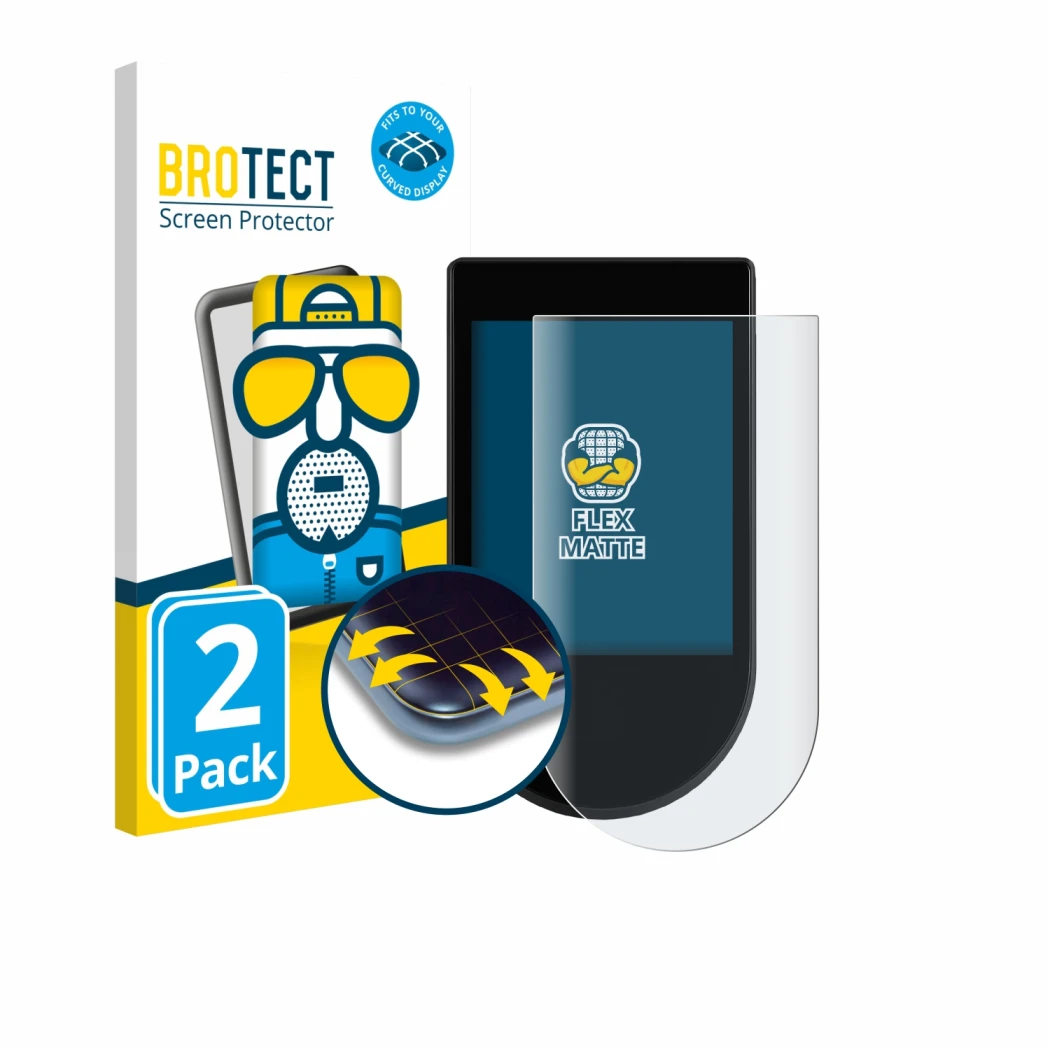 Front side of a product packaging with the brand logo BROTECT. Next to it is the device SoFlow SO1+ shown with the correspondi