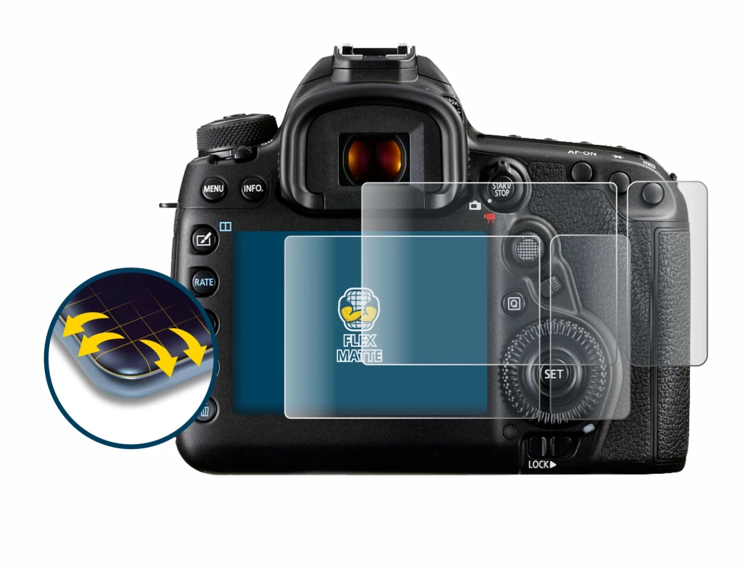 Image of the device Canon EOS 5D Mark IV (Display + top plate display) with a wide variety of screen protectors.