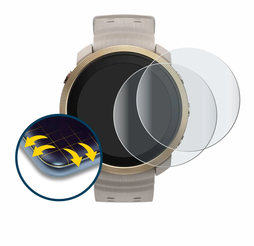 Image of the device Polar Vantage M3 with a wide variety of screen protectors.