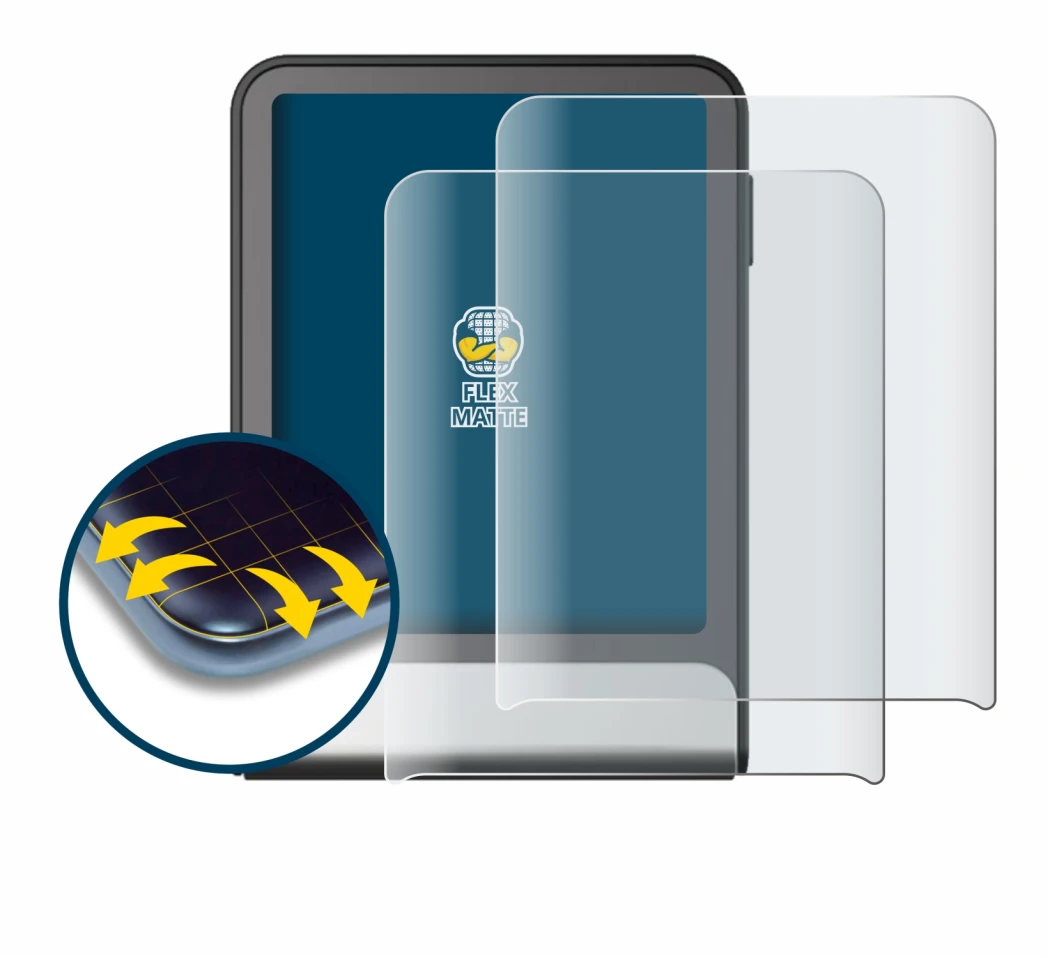 Image of the device Ledger Flex with a wide variety of screen protectors.