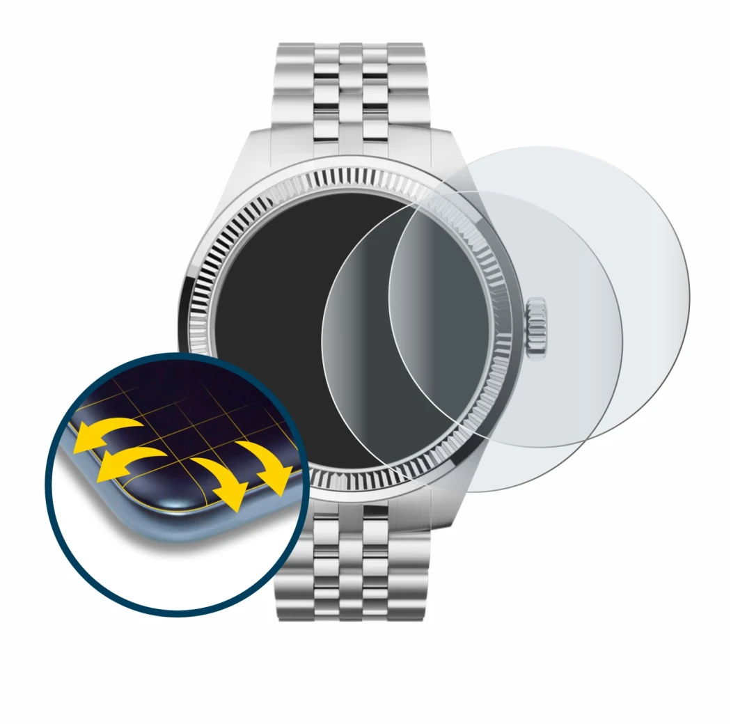 Image of the device Withings ScanWatch Nova Brilliant (39 mm) with a wide variety of screen protectors.