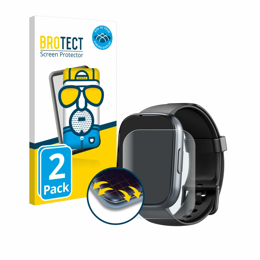 Front side of a product packaging with the brand logo BROTECT. Next to it is the device Cillso T80 1.95