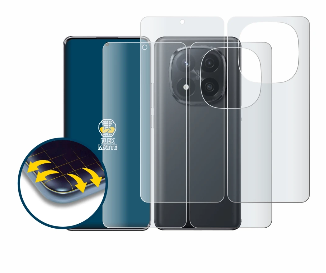 Image of the device Xiaomi Redmi Note 14 Pro Plus (Front+Back) with a wide variety of screen protectors.