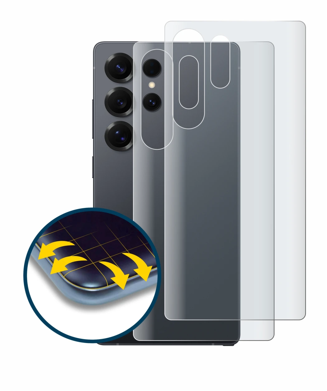 Image of the device Samsung Galaxy S25 Ultra Enterprise Edition (Back) with a wide variety of screen protectors.