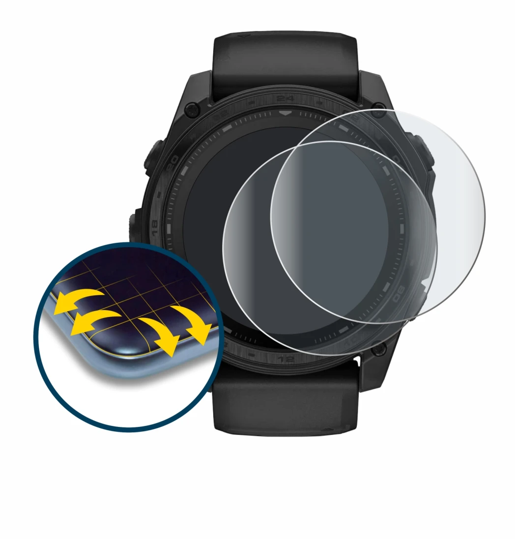 Image of the device Garmin Tactix 8 Solar (51 mm) with a wide variety of screen protectors.