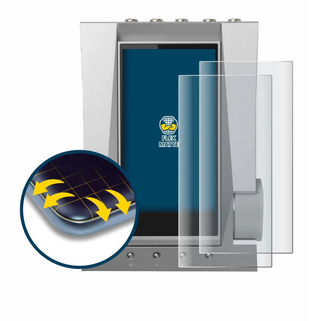 Image of the device Astell&Kern ACRO CA1000T with a wide variety of screen protectors.