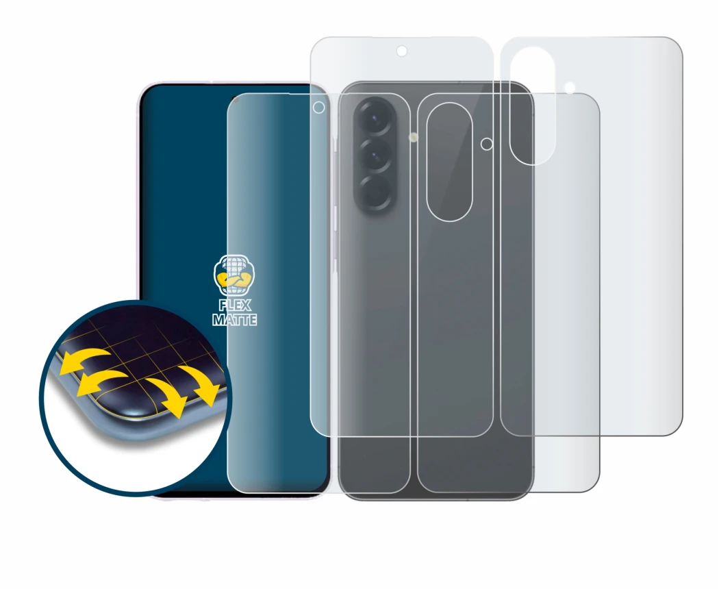 Image of the device Samsung Galaxy A56 5G (Front+Back) with a wide variety of screen protectors.