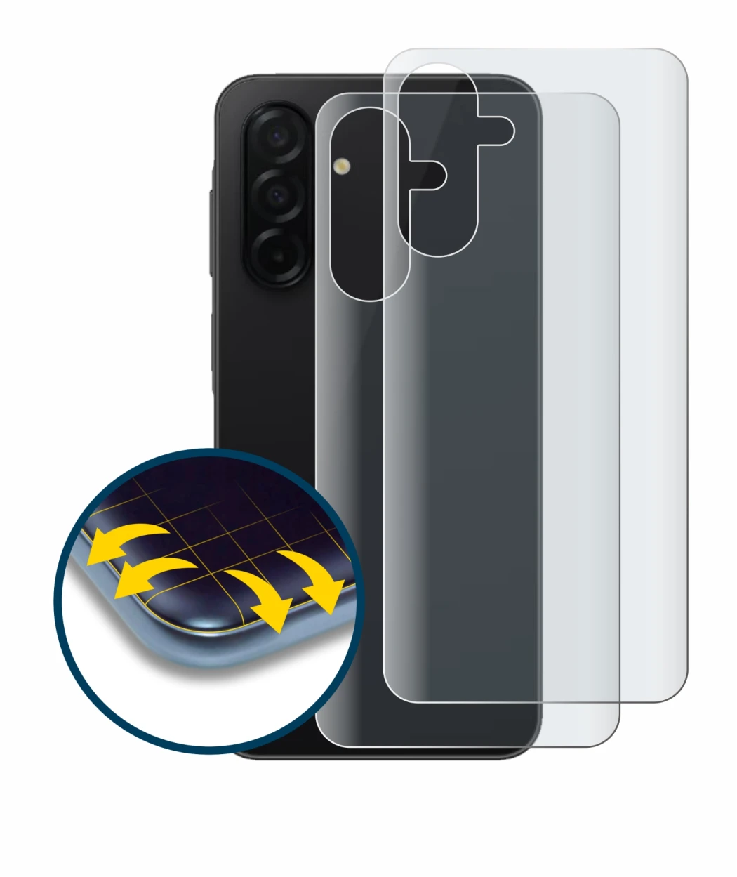 Image of the device Samsung Galaxy A26 5G (Back) with a wide variety of screen protectors.