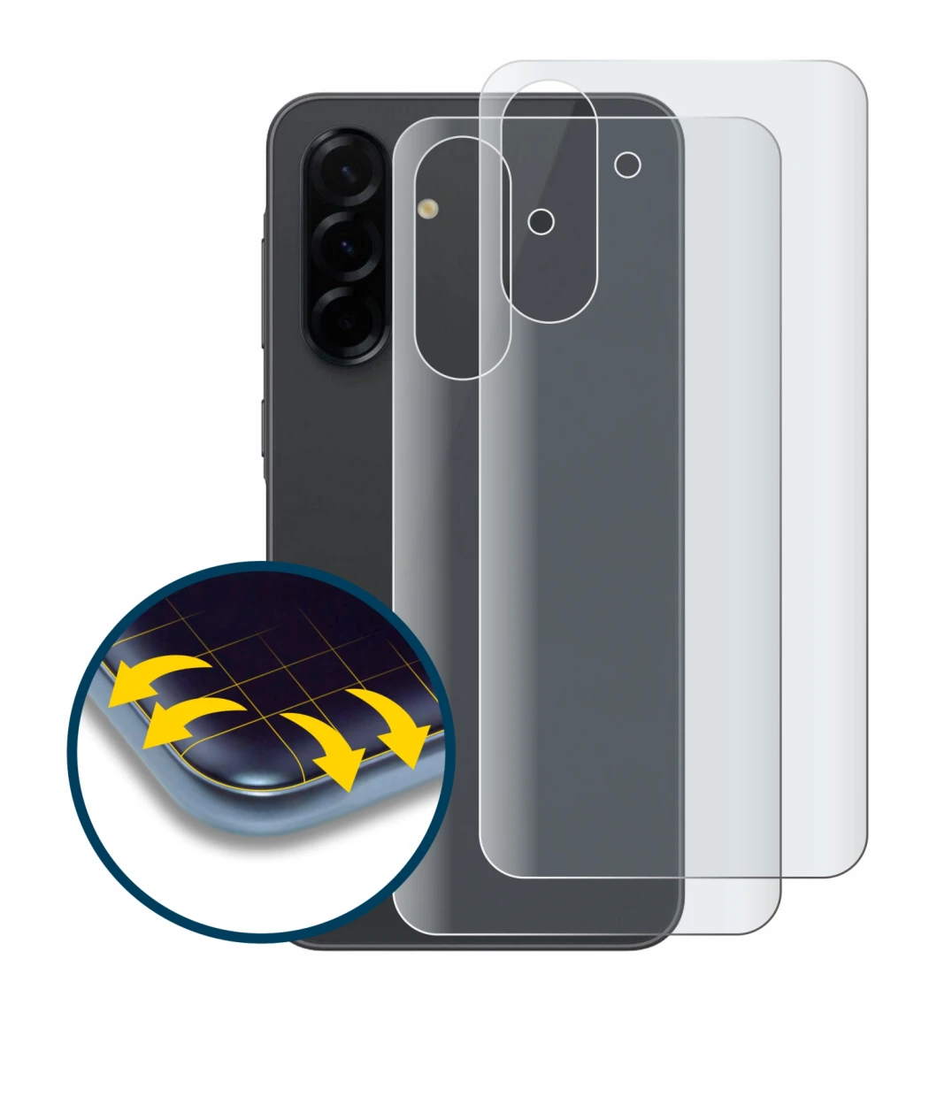 Image of the device Samsung Galaxy A36 5G (Back) with a wide variety of screen protectors.