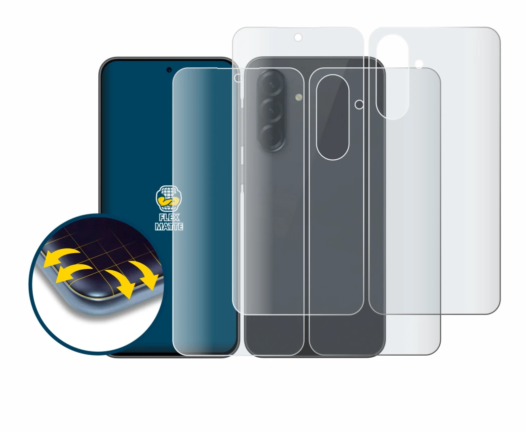 Image of the device Samsung Galaxy A36 5G (Front+Back) with a wide variety of screen protectors.