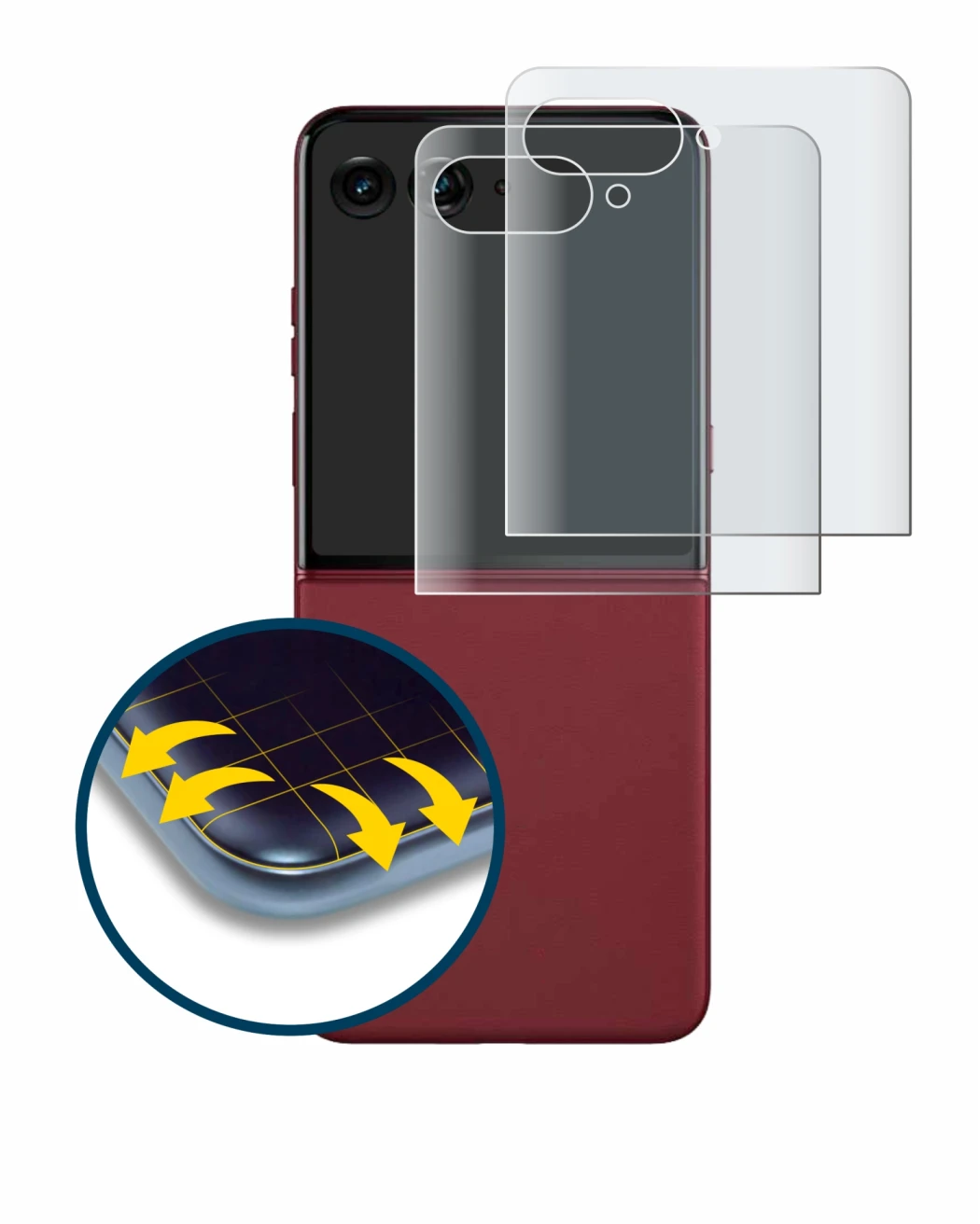 Image of the device Motorola Razr 60 Ultra (Back display) with a wide variety of screen protectors.