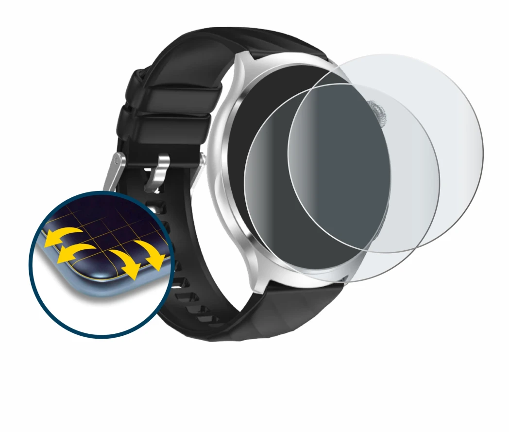 Image of the device Knauermann Pro 4 2026 (round) with a wide variety of screen protectors.