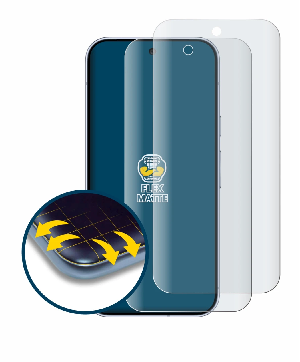 Image of the device Google Pixel 10 Pro with a wide variety of screen protectors.